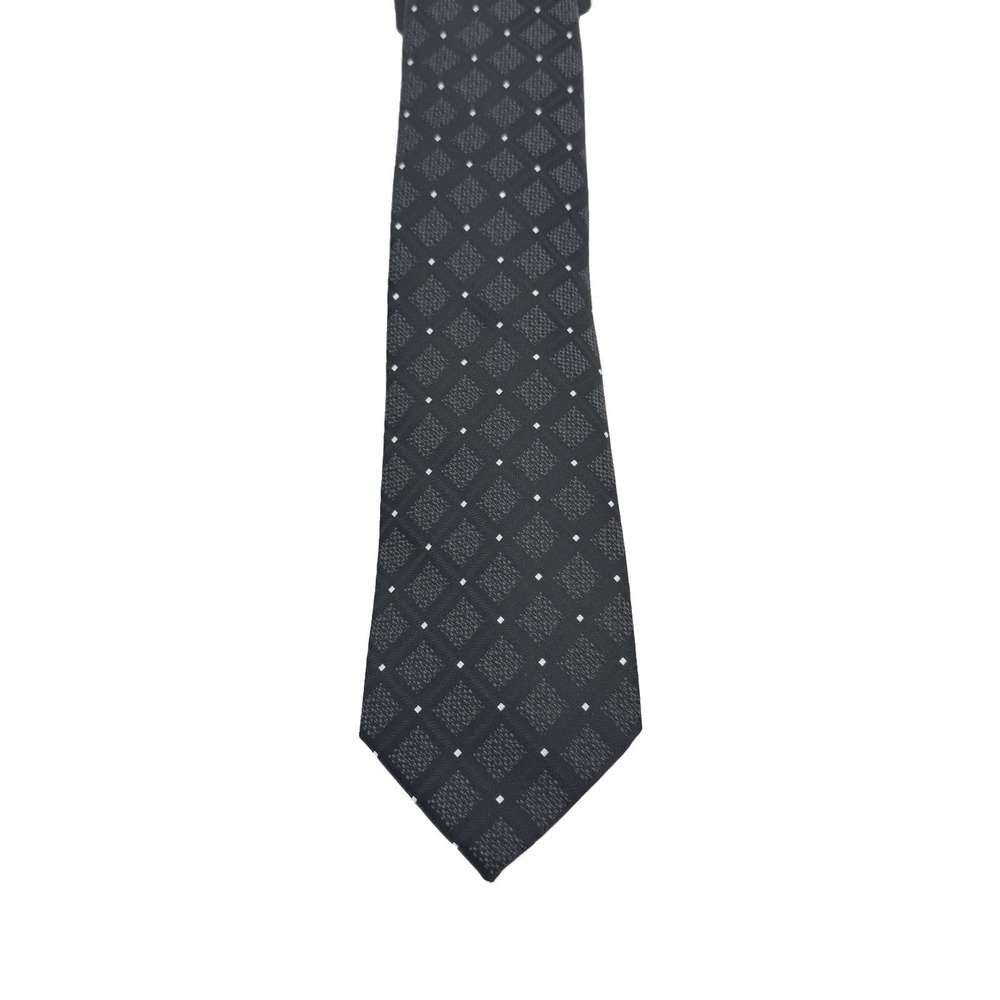 Bespoke Necktie Mens Black Diamond Dot Geometric Woven Formal Business Classic - Picture 2 of 7